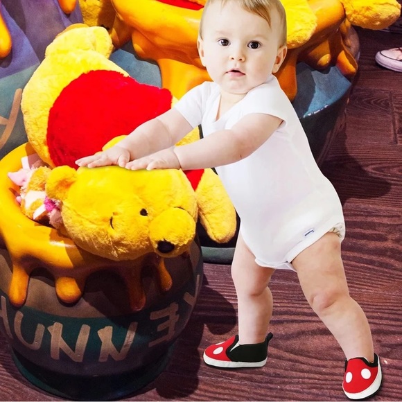 Disney Mickey Mouse Red and Black Infant Shoes~6-9 Months - Picture 3 of 12